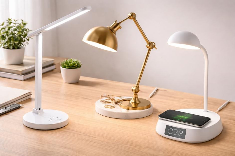 Desk lamp on workspace