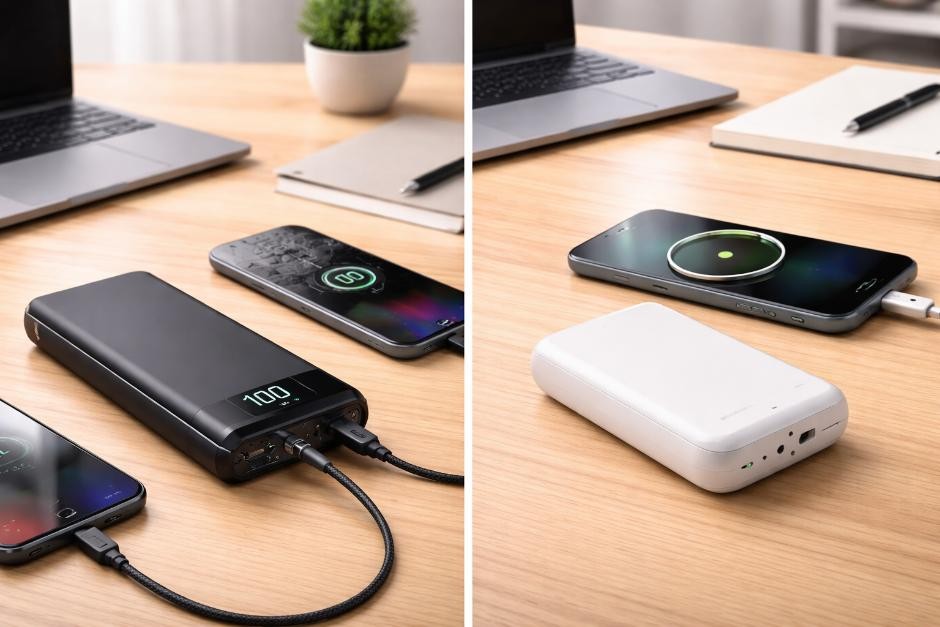 Power banks on a office table