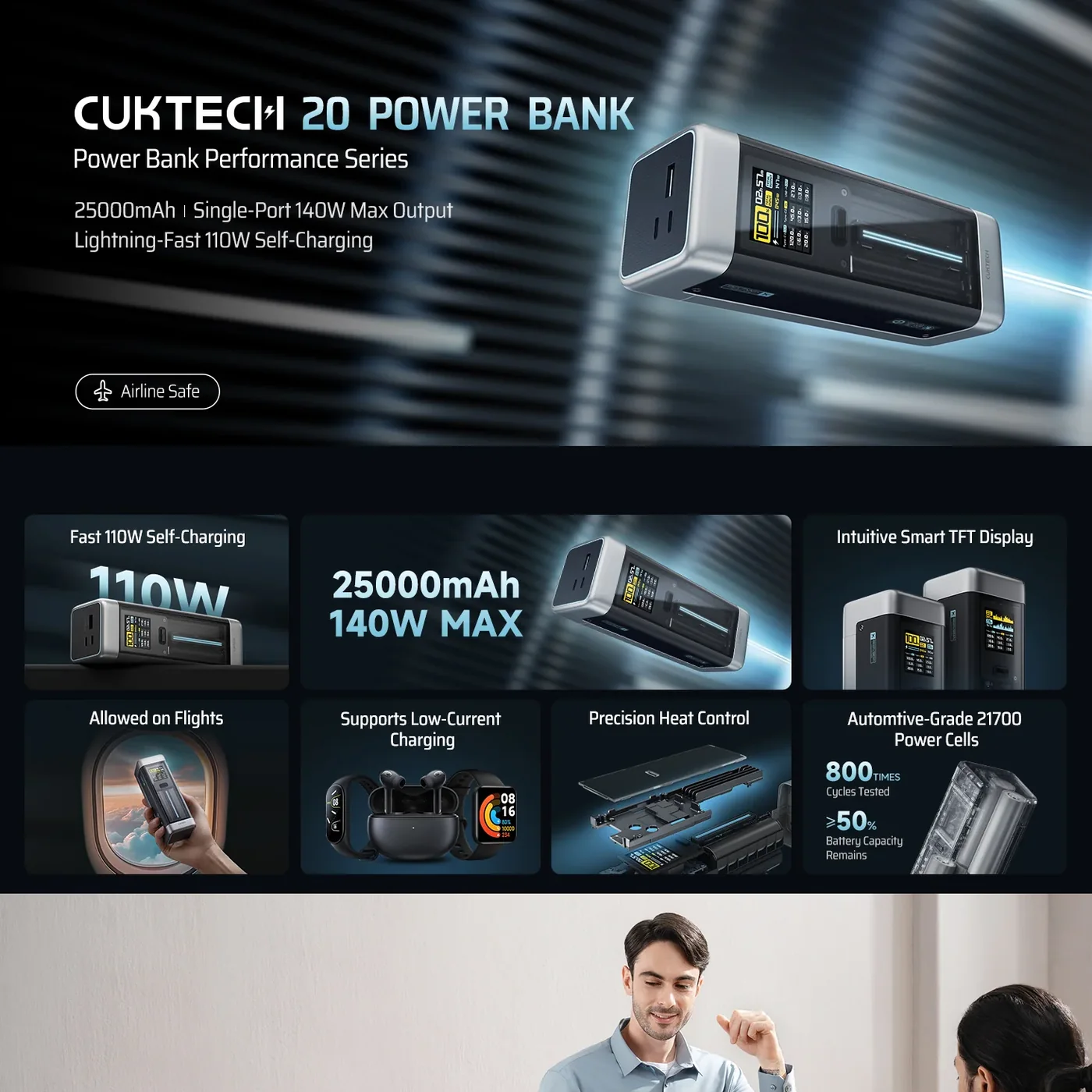 CUKTECH 20 Power Bank 25000mAh 210W product image